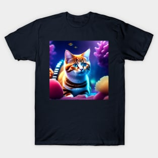 AquaNaut Cat in A Coral Reef T-Shirt